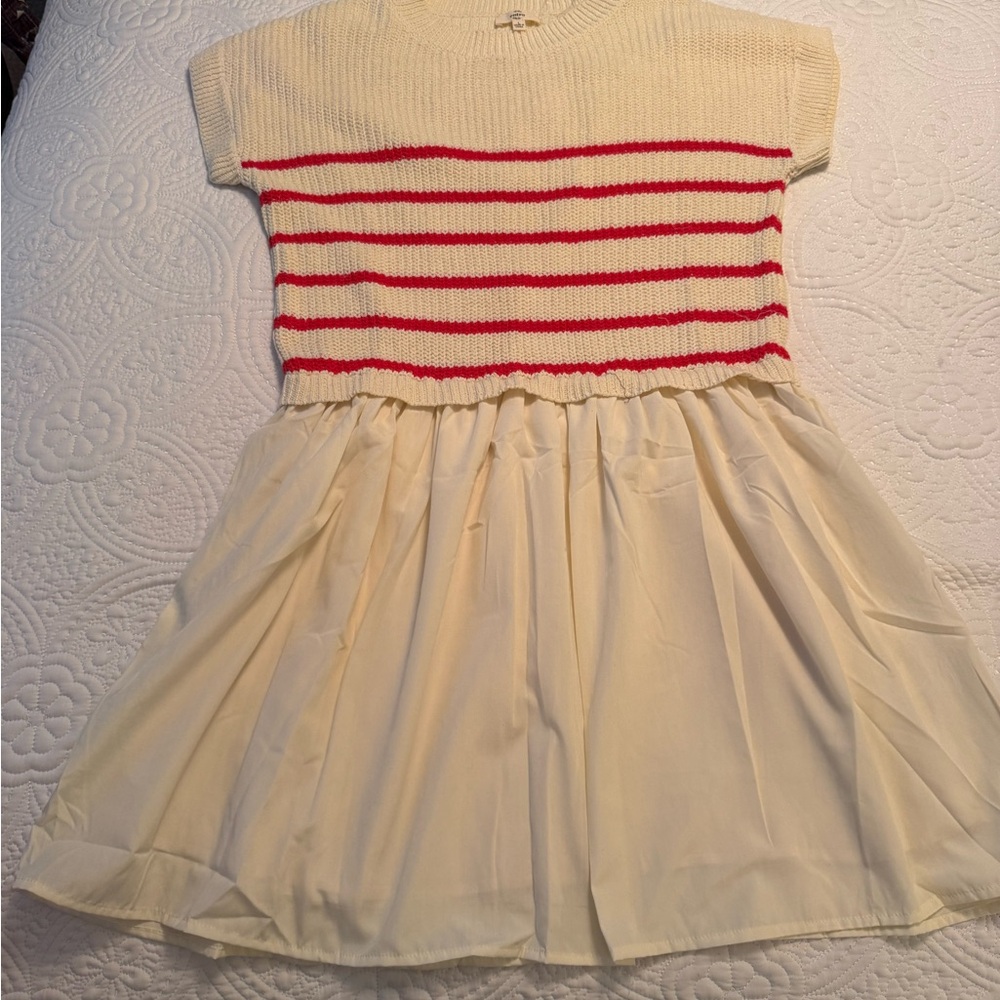 Entro Cream and Red Striped Women’s  Dress